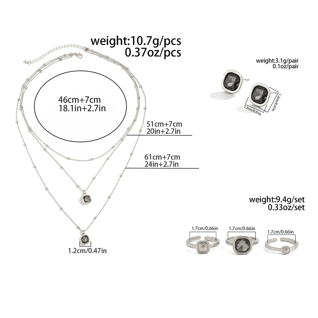Rhinestone Pendant Jewelry Set Women