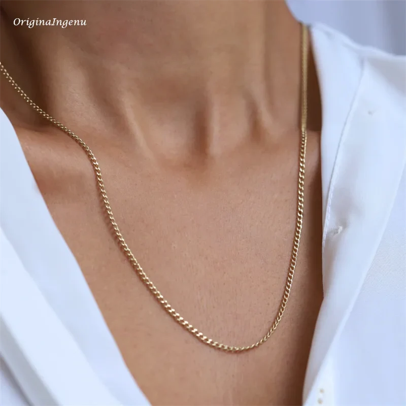 Gold Curb Chain Choker Necklace