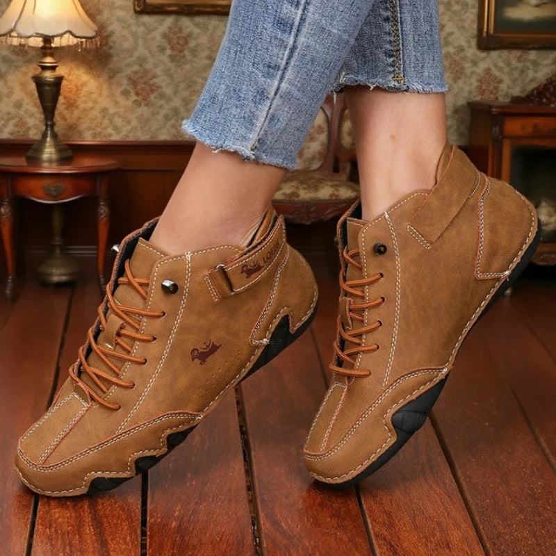 Leather High Top Ankle Boots