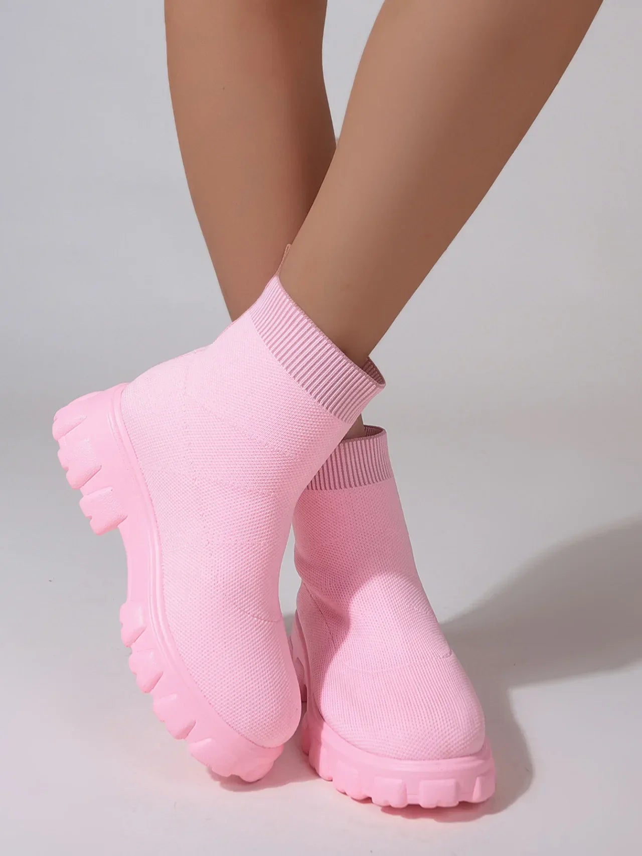 Knitted Platform Sock Ankle Boots