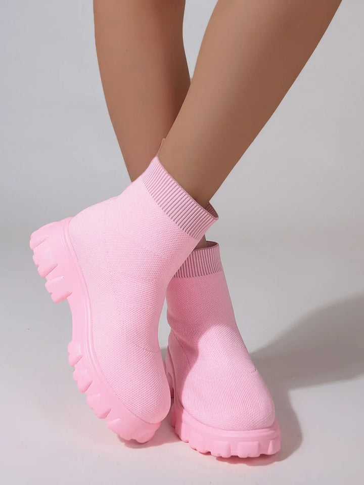 Knitted Platform Sock Ankle Boots