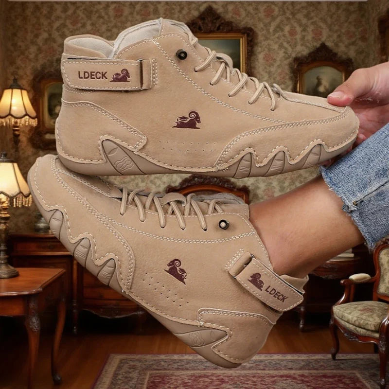 Leather High Top Ankle Boots