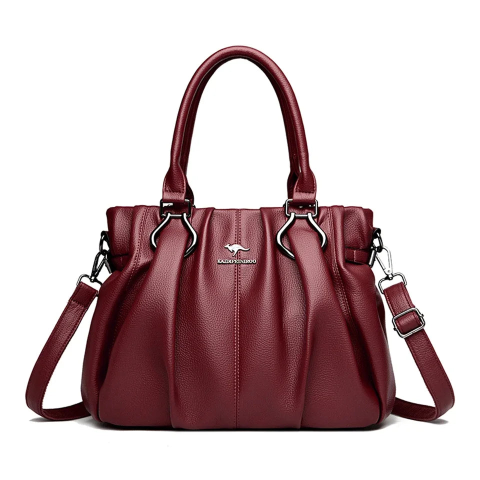 Soft Leather Commuter Tote Bag