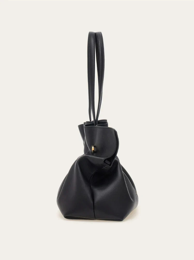 Pleated Leather Crossbody Shoulder Bag