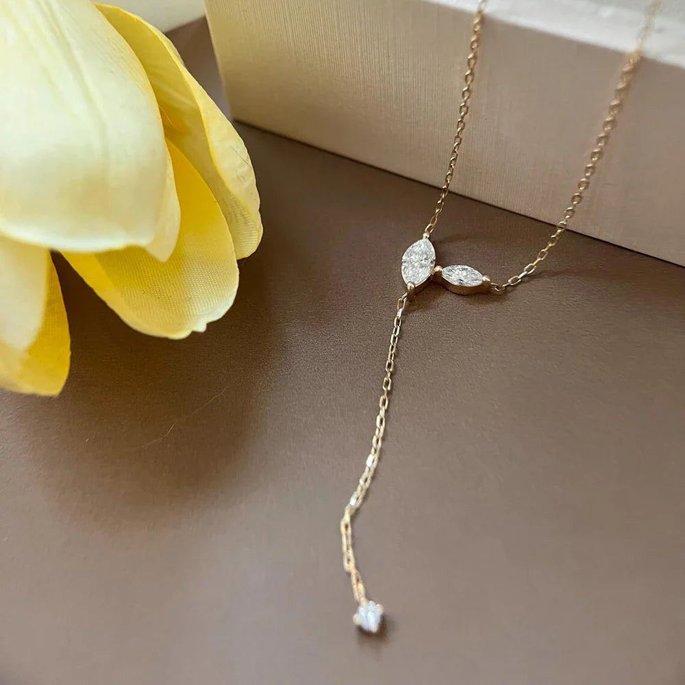 Marquise Cut Pendant Tassel Necklace