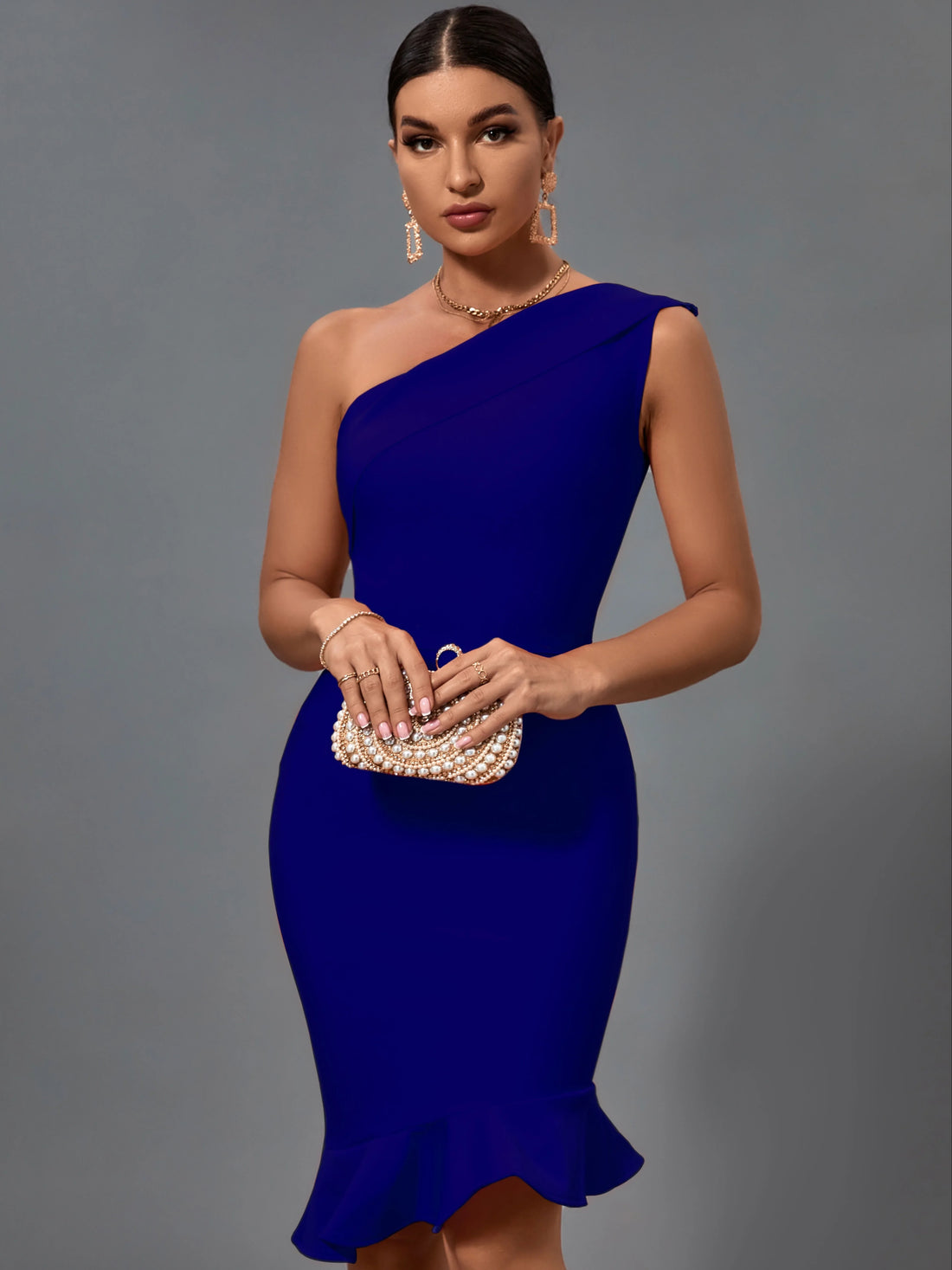 One Shoulder Bodycon Midi Dress