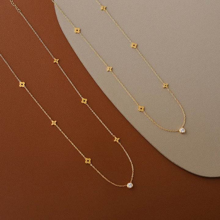 Zircon Flower Pendant Necklace