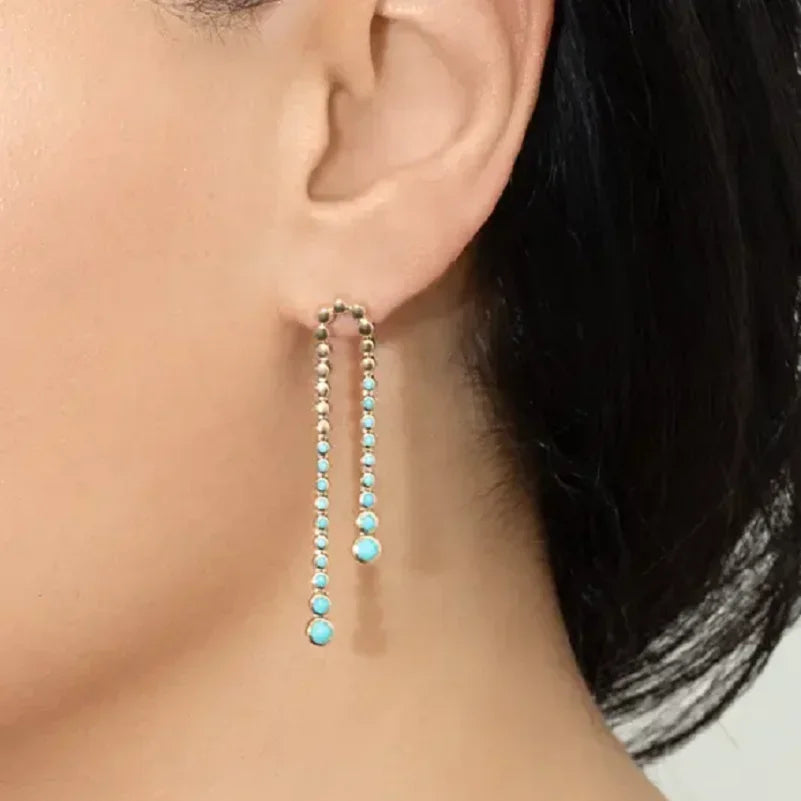 Turquoise Tassel Drop Earrings