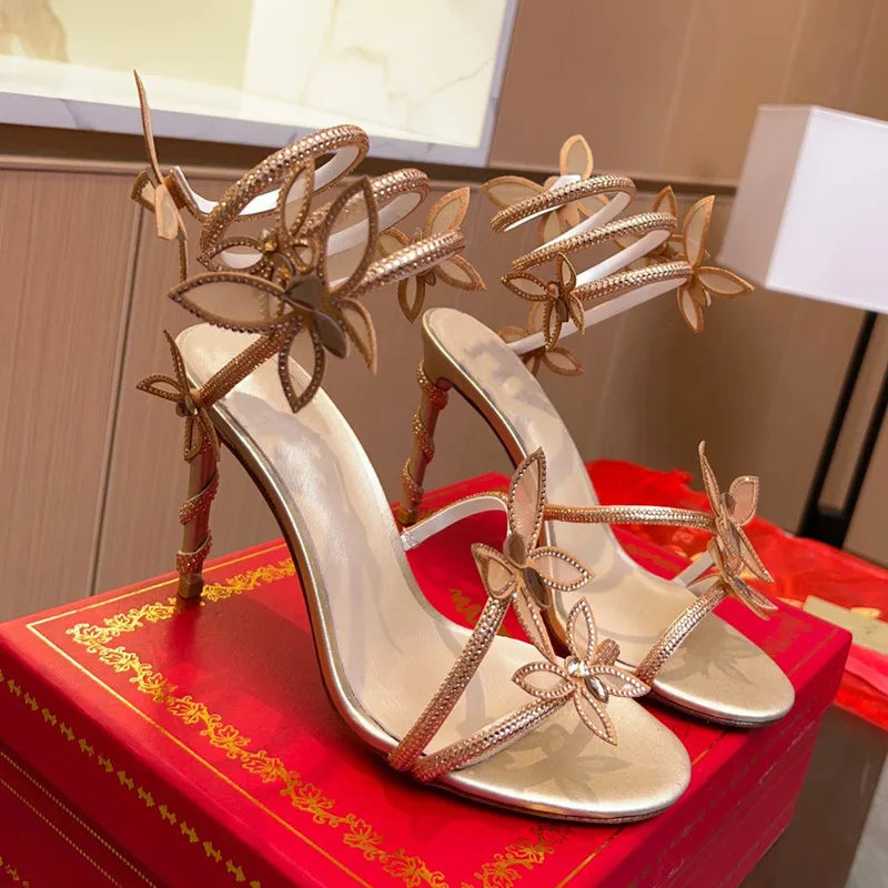 Crystal Butterfly Strap Sandals
