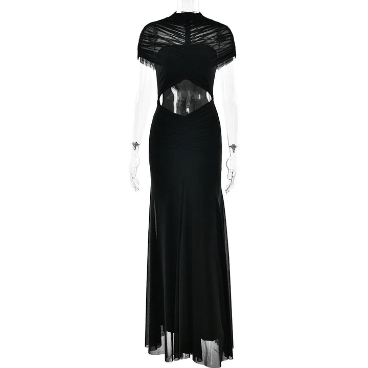 Ruched Maxi Evening Party Dress