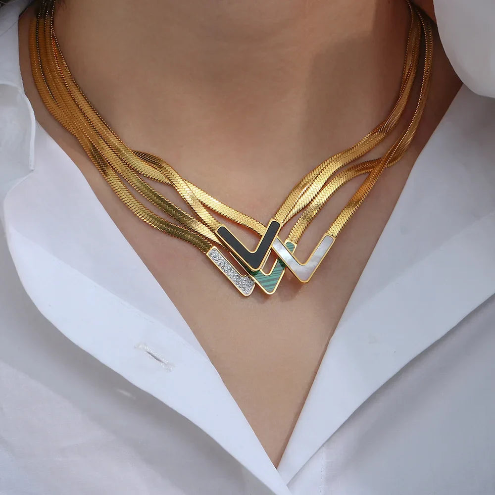 V Shape Chain Choker Necklace