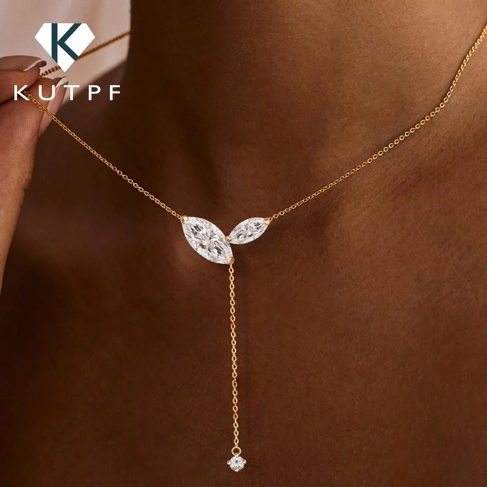 Marquise Cut Pendant Tassel Necklace