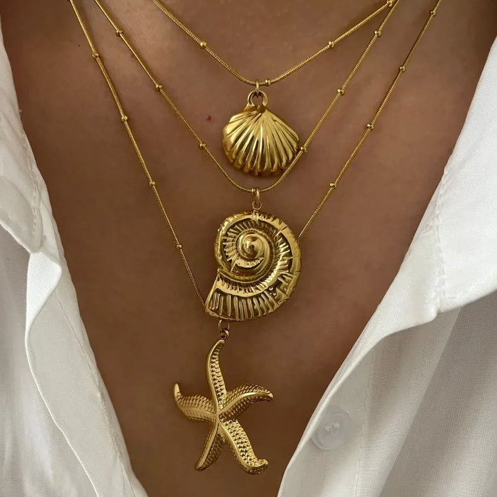Starfish Shell Pendant Necklace