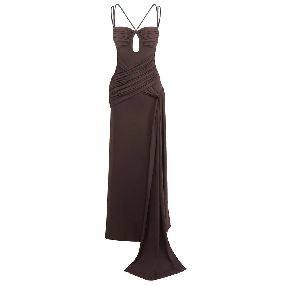 Draped High Slit Formal Dress