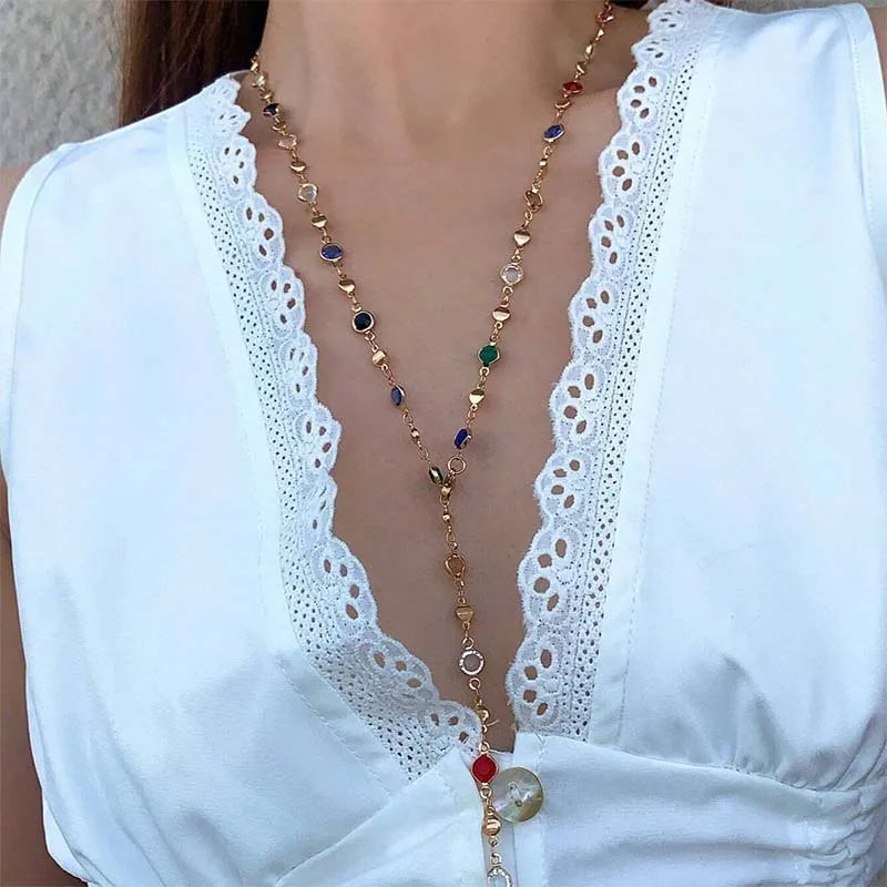 Colorful Crystal Tassel Choker