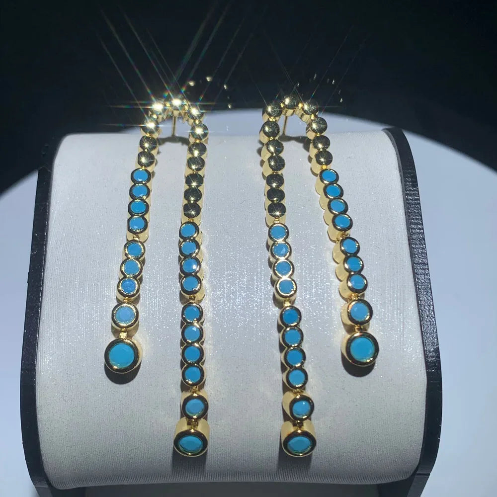 Turquoise Tassel Drop Earrings