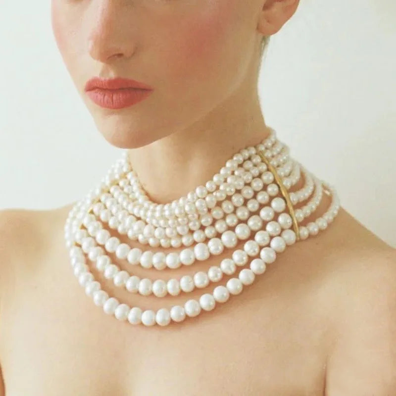 Pearl Fringe Choker Necklace
