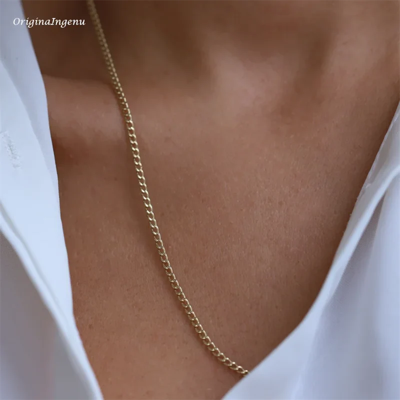 Gold Curb Chain Choker Necklace