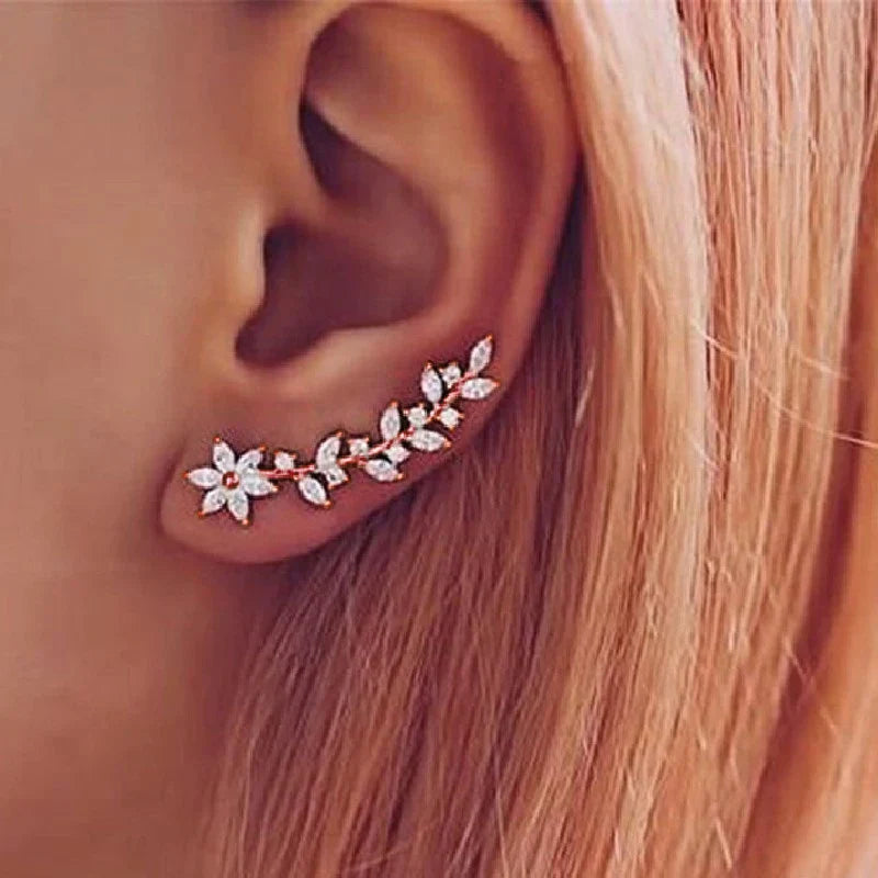 Flower Zirconia Stud Earrings