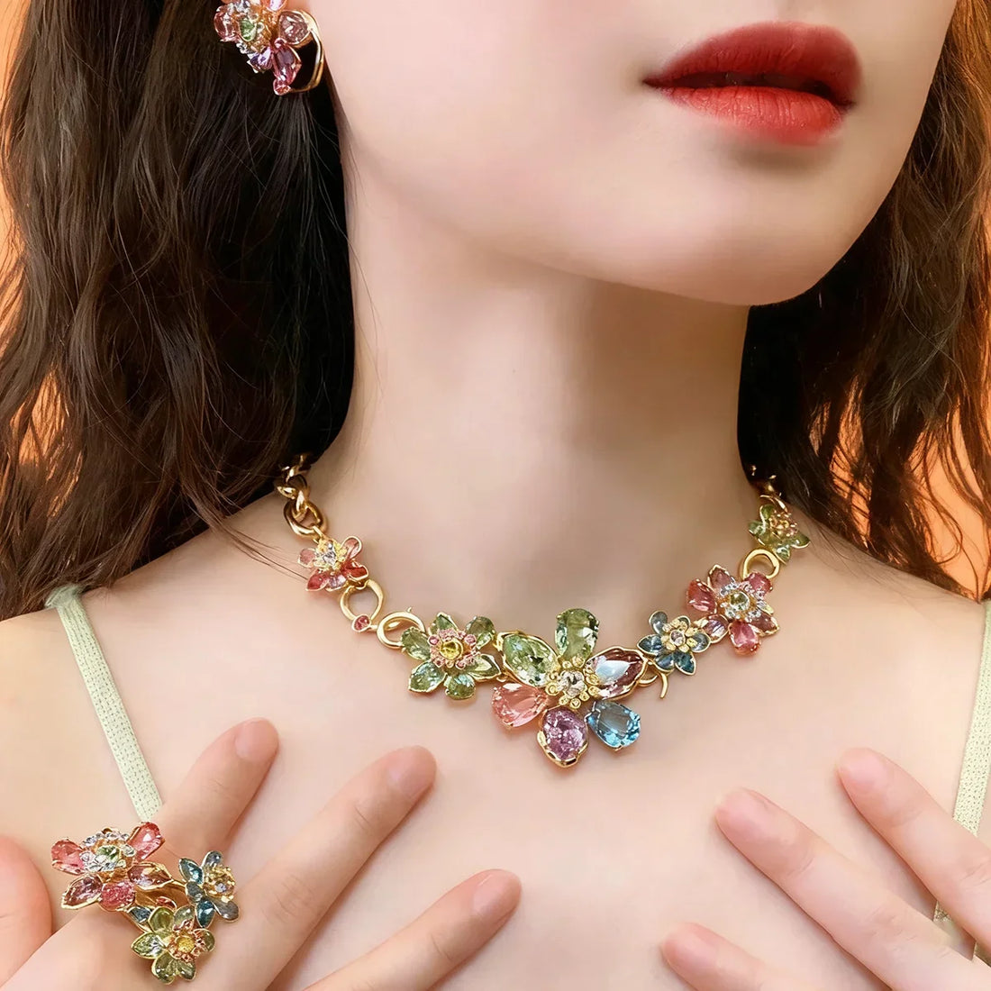 Flower Crystal Jewelry Set