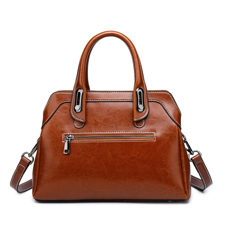 Genuine Leather Crossbody Tote Bag