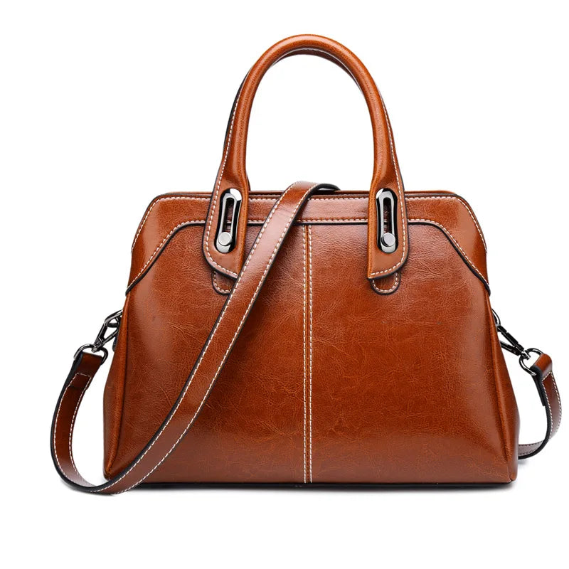 Genuine Leather Crossbody Tote Bag