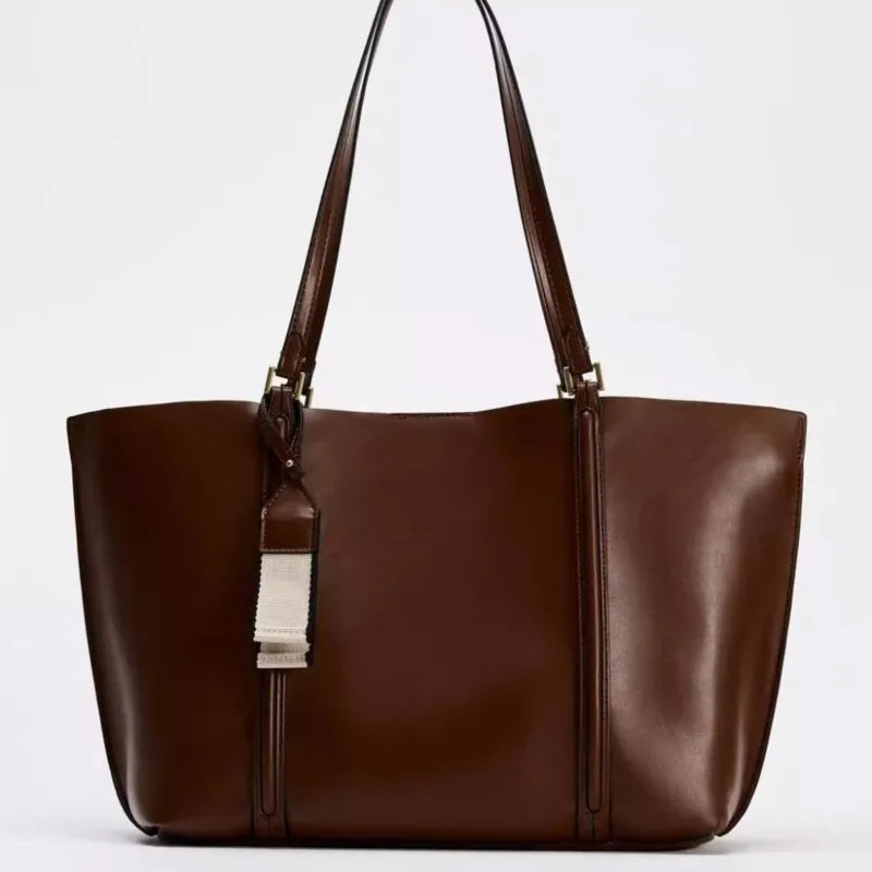 Minimalist Leather Tote Shoulder Bag