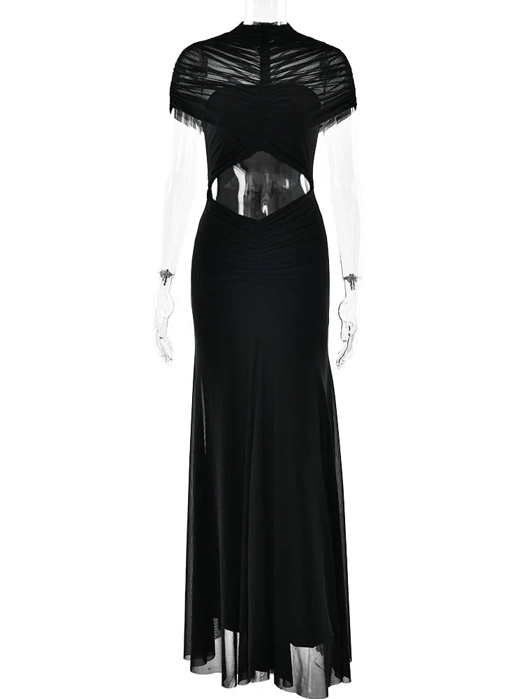 Ruched Maxi Evening Party Dress