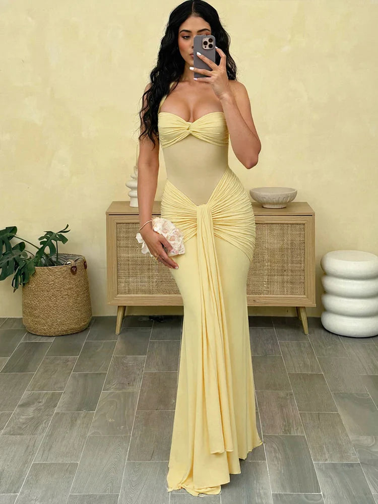 Halter Mesh Backless Party Dress