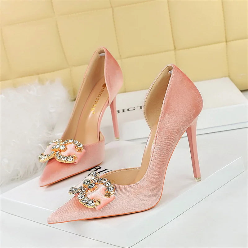 Rhinestone Bow Party Heel Pumps