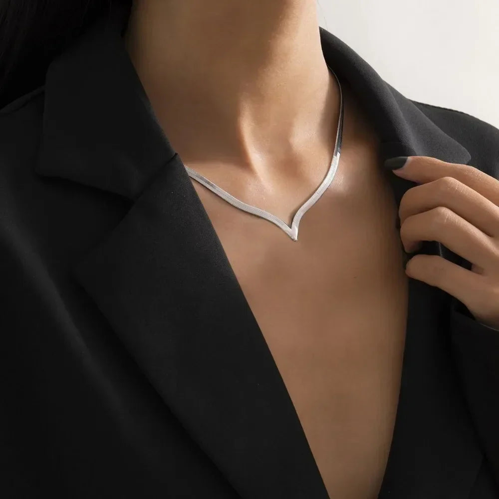V Shape Chain Choker Necklace