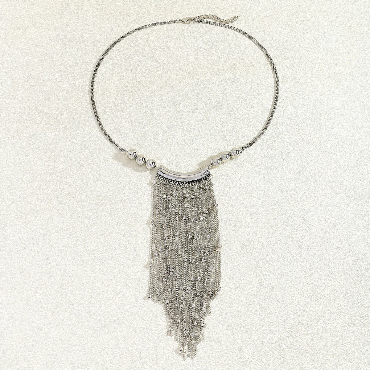 Beaded Tassel Statement Necklace