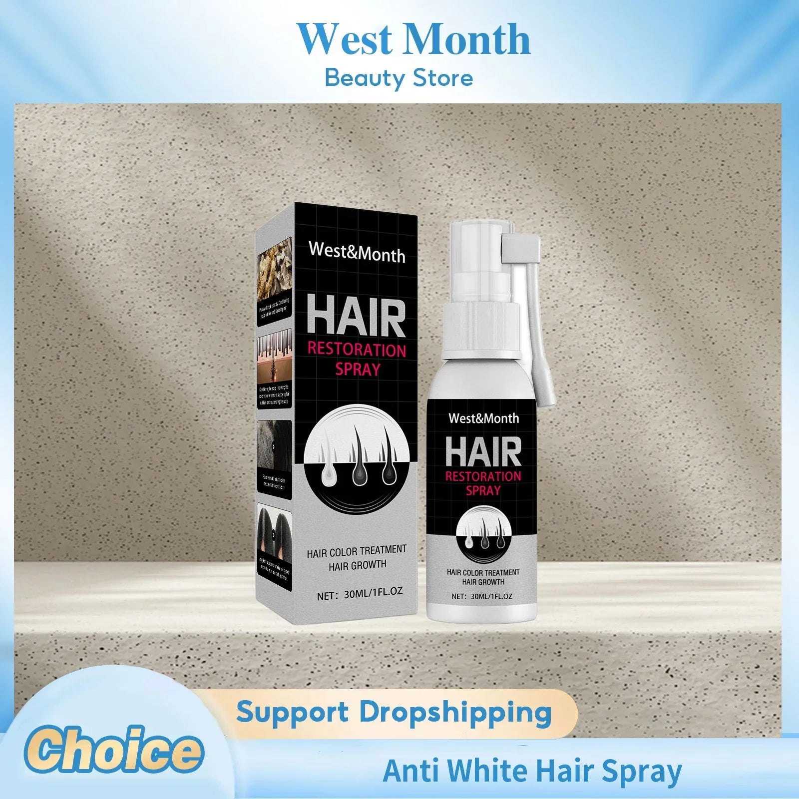 Black Hair Color Restoring Spray