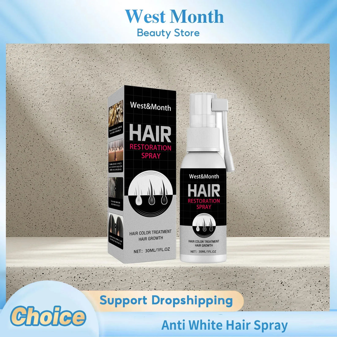Black Hair Color Restoring Spray