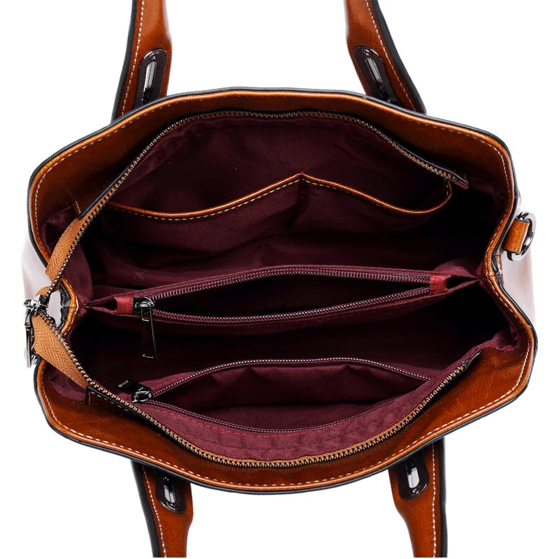 Genuine Leather Crossbody Tote Bag
