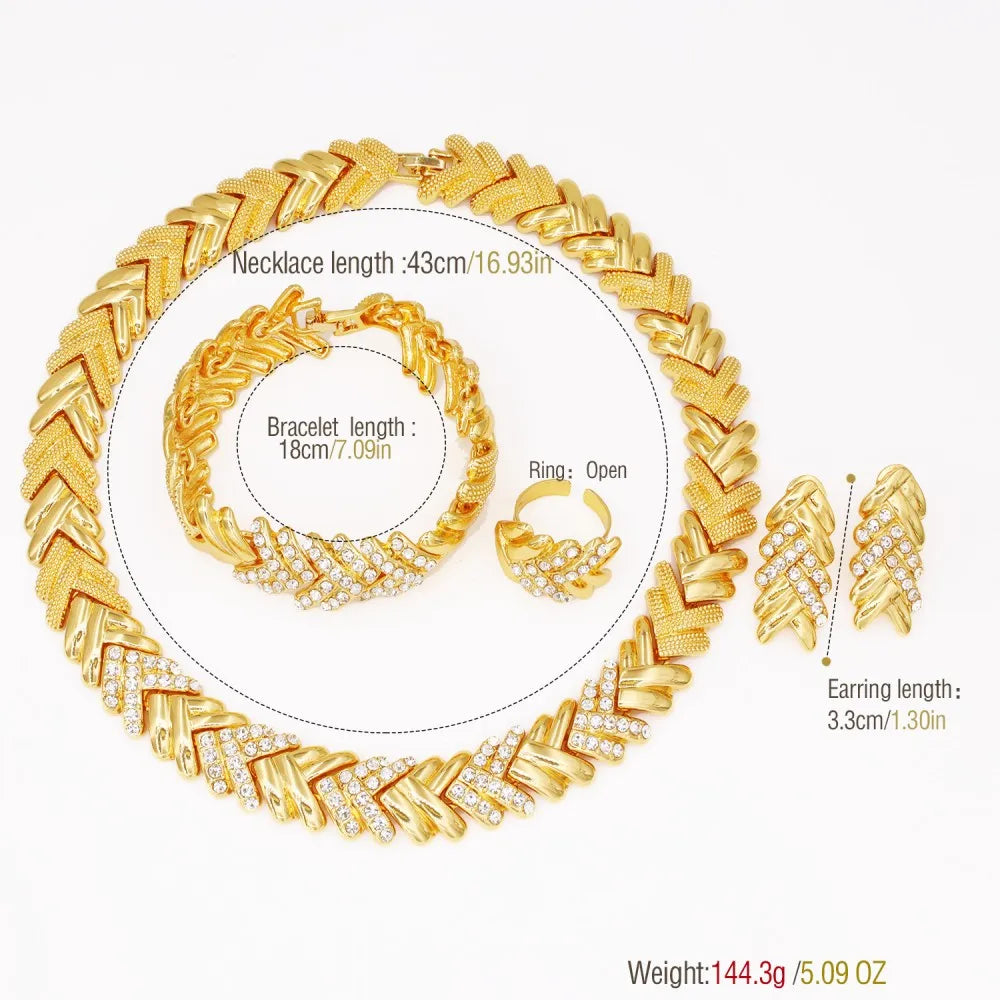 Gold Plated Crystal Jewelry Set