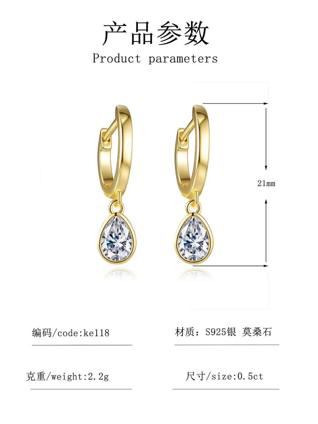 Moissanite Drop Earrings Women
