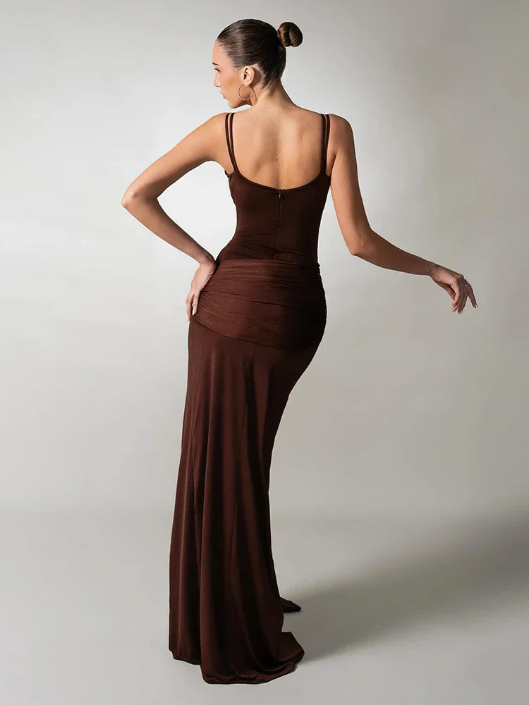 Draped High Slit Formal Dress