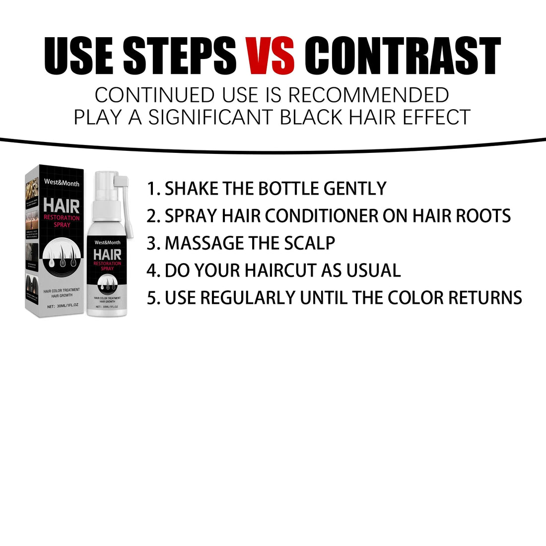 Black Hair Color Restoring Spray