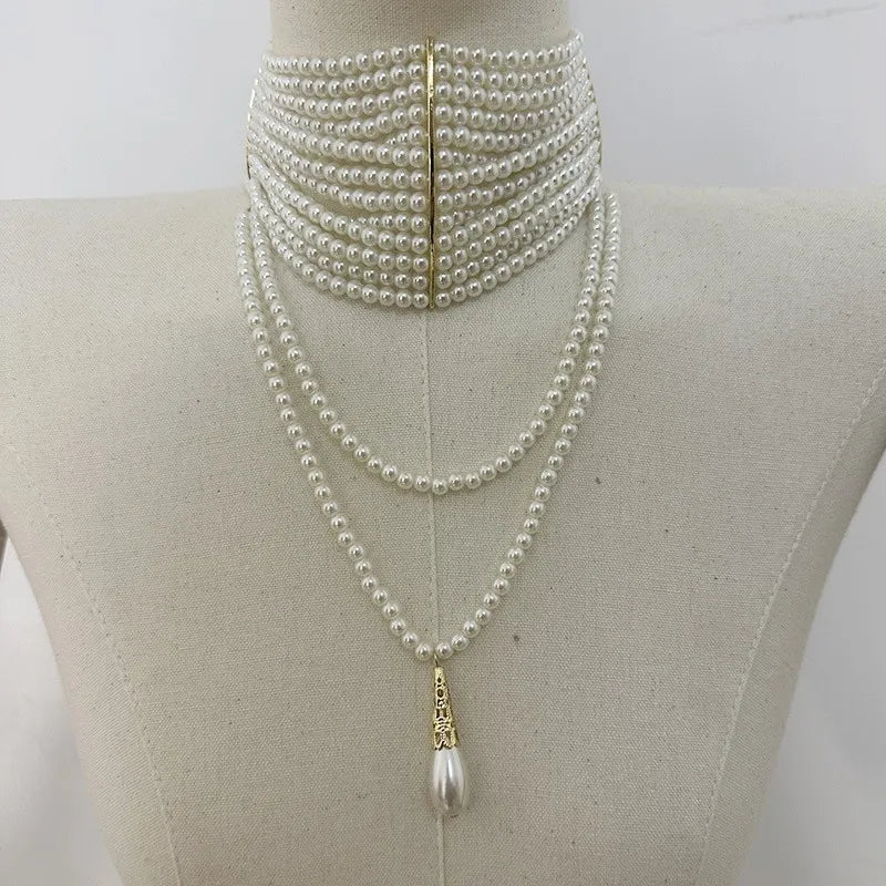 Pearl Fringe Choker Necklace