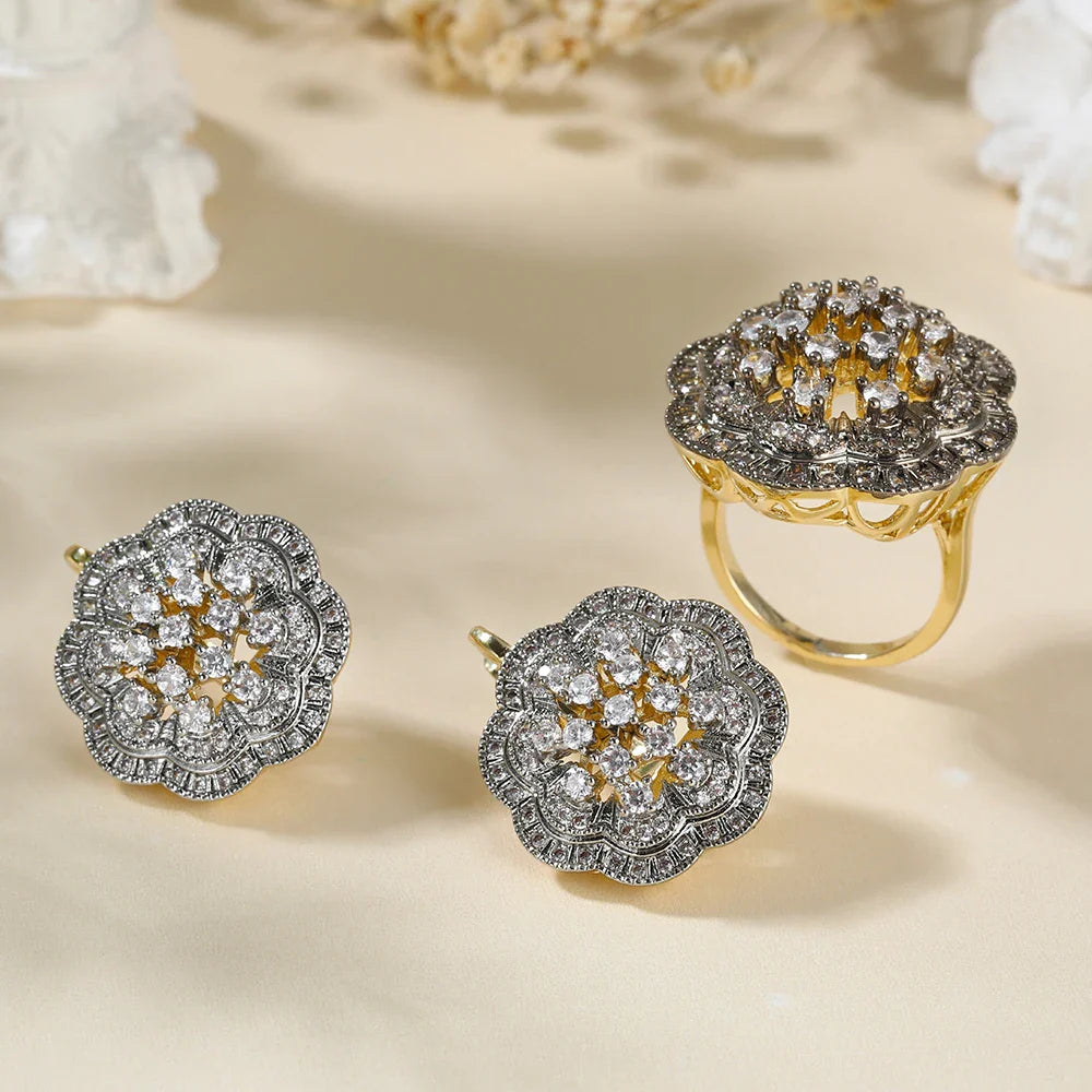Hollow Flower Gold Earrings