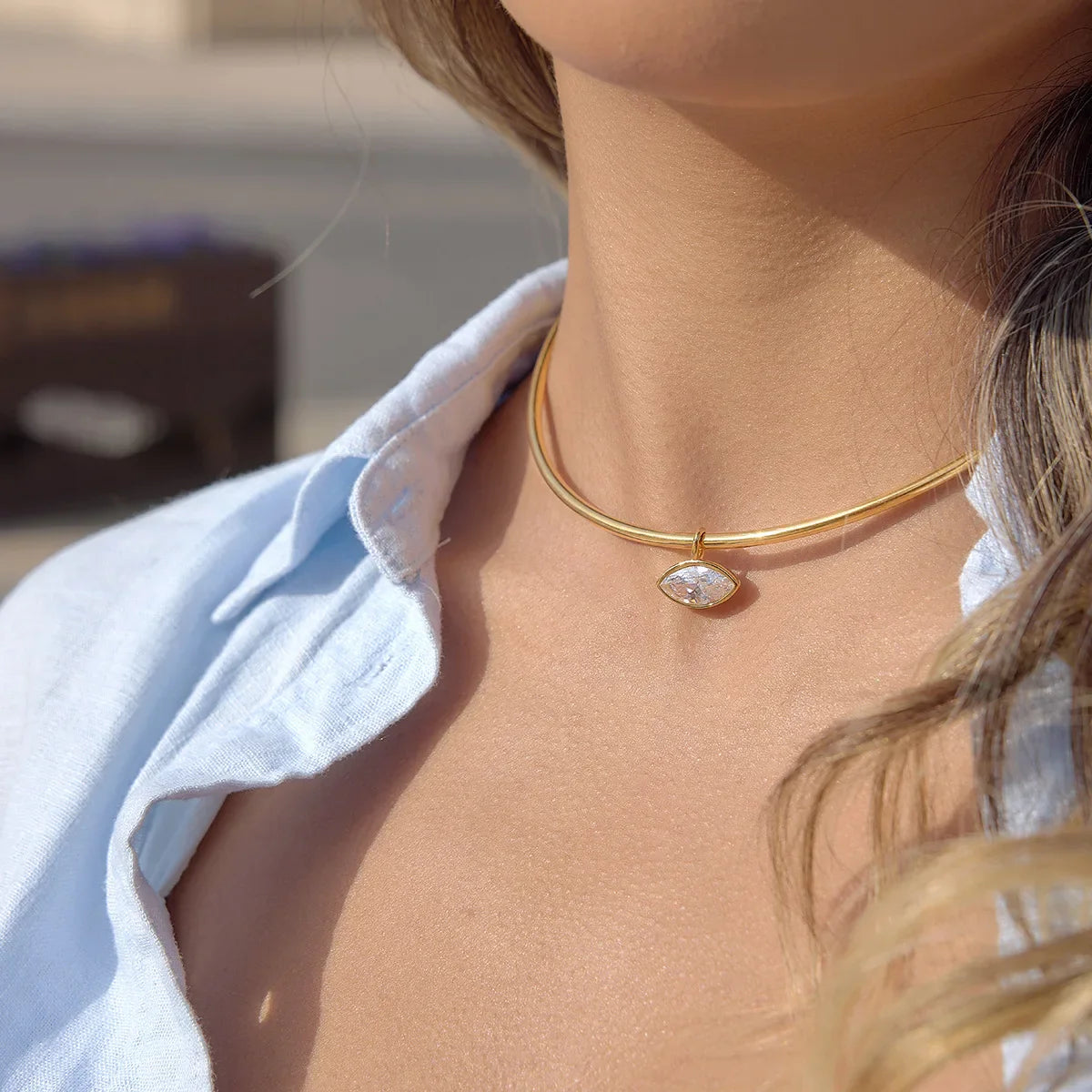 Geometric Zircon Gold Choker