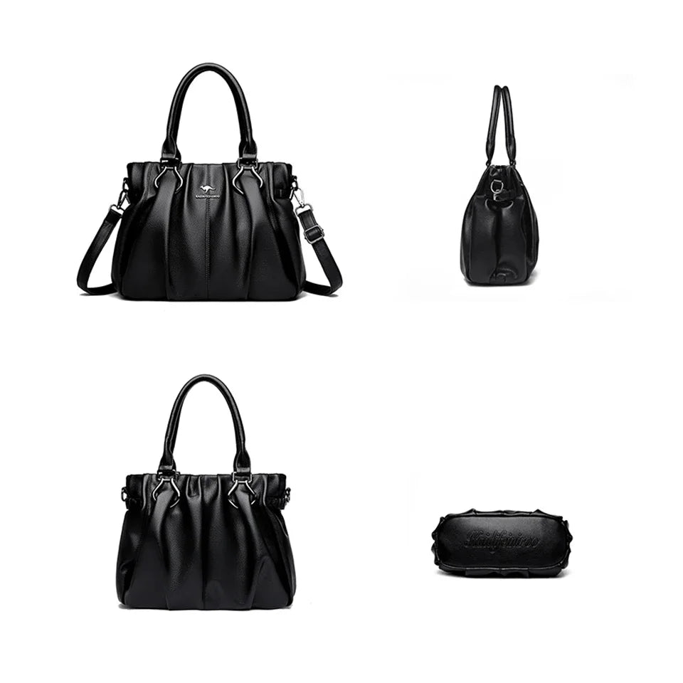 Soft Leather Commuter Tote Bag