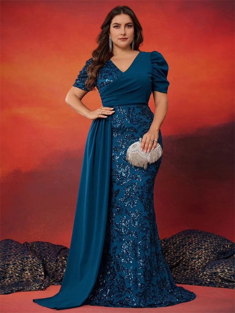 Plus Size Sequin Evening Dress