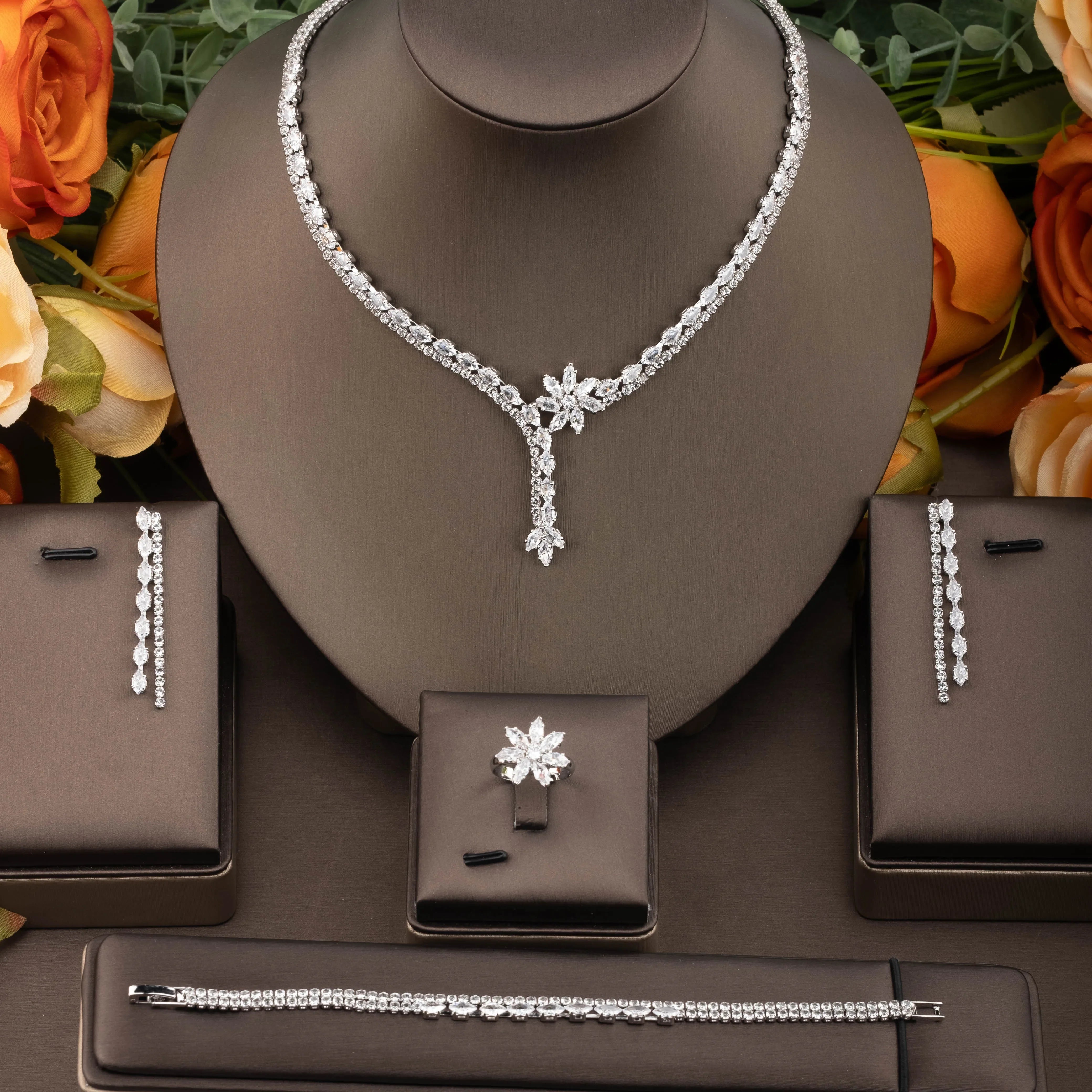Flower Zirconia Jewelry Set