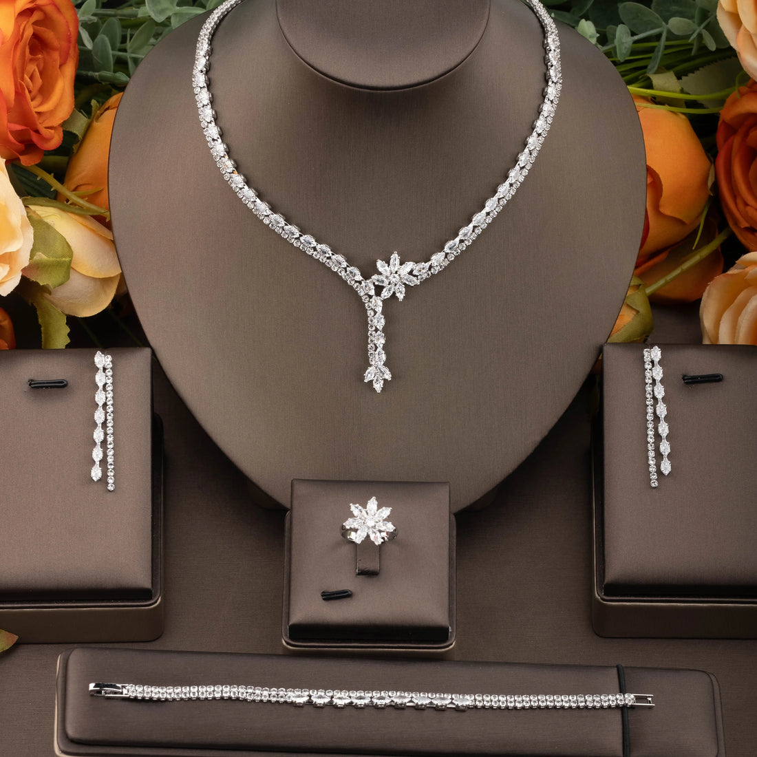 Flower Zirconia Jewelry Set