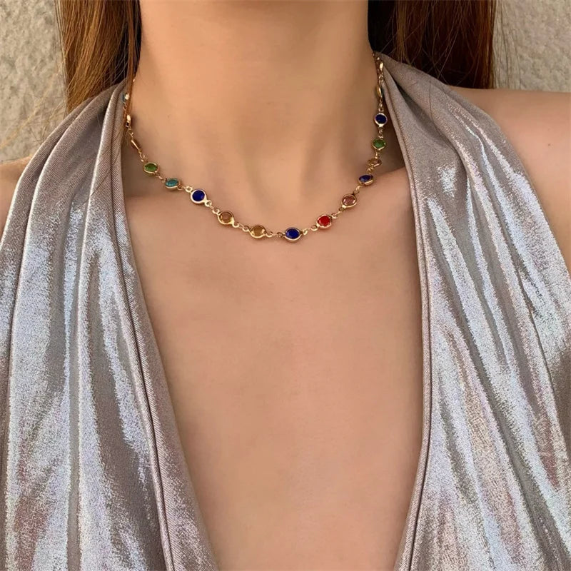 Colorful Crystal Tassel Choker