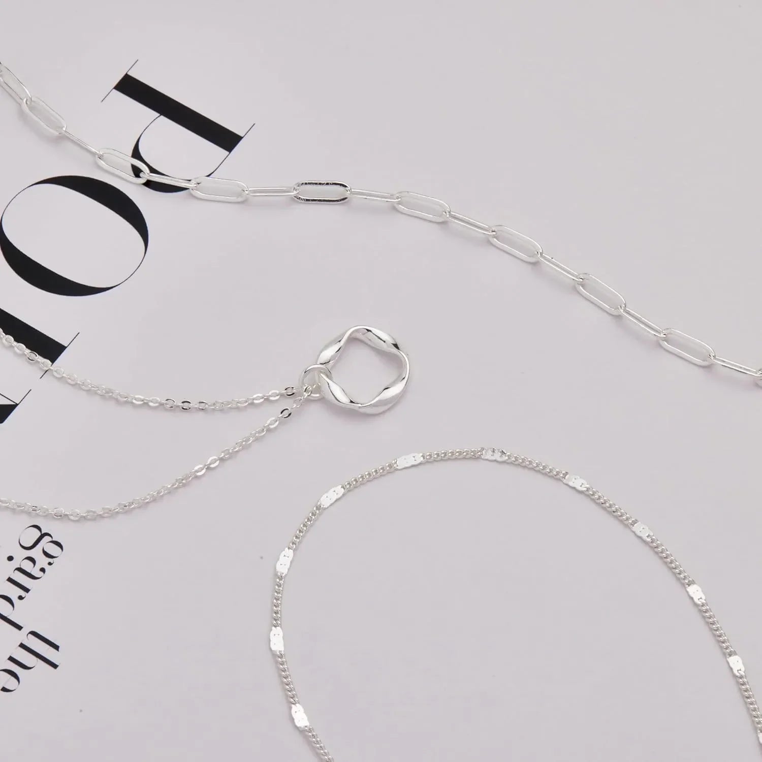 Layered Chain Pendant Necklace Set