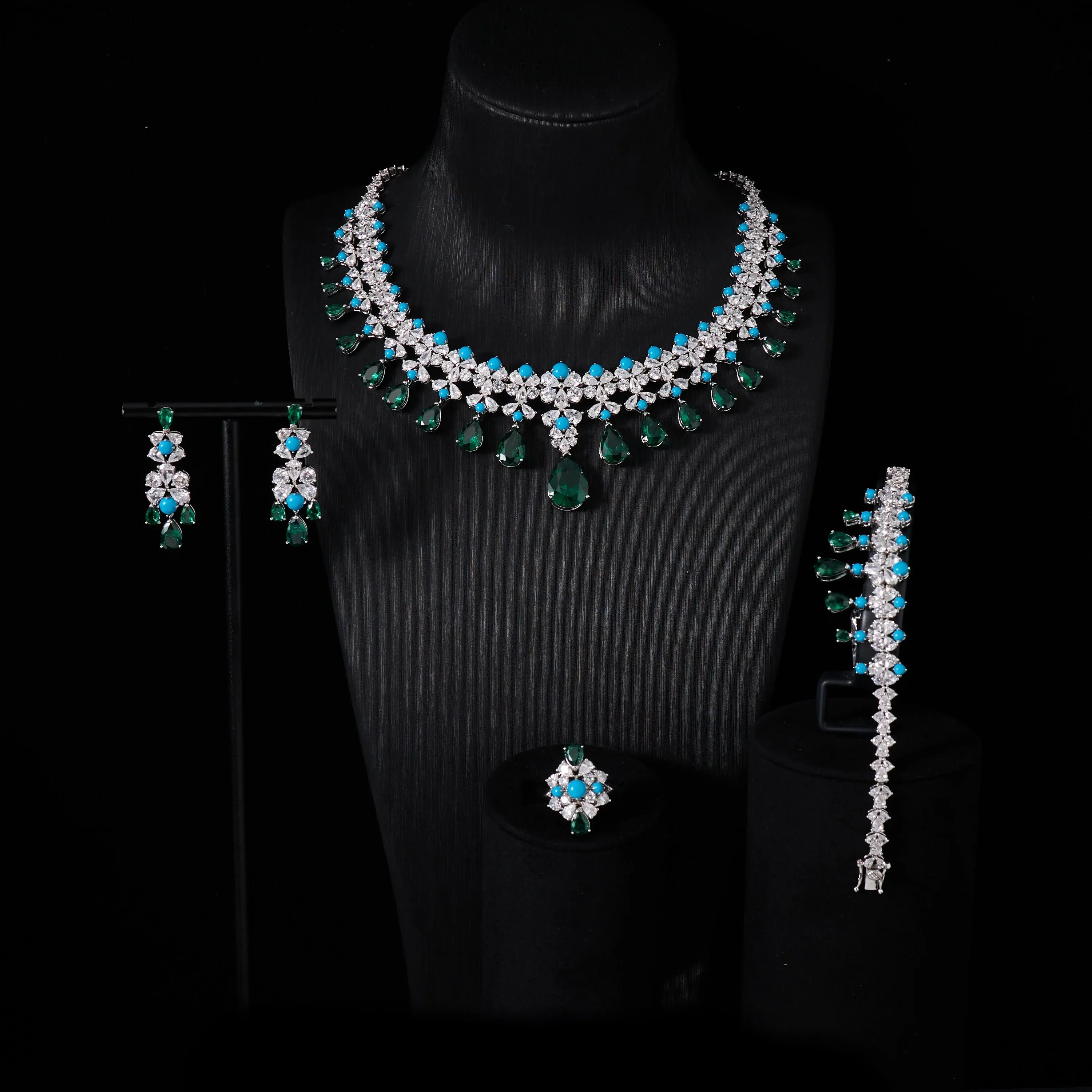 Turquoise Zircon Jewelry Set