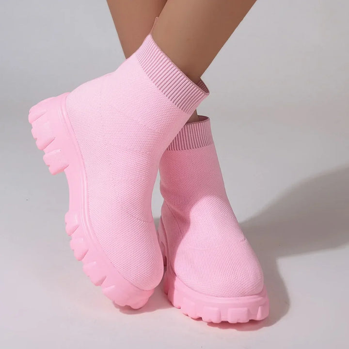 Knitted Platform Sock Ankle Boots